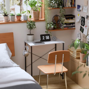 Pamray 32 Inch Computer Desk for Small Spaces with Storage Bag, Home Office Work Desk with Headphone Hook, Small Office Desk Study Writing Table