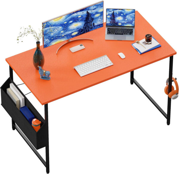 Pamray 32 Inch Computer Desk for Small Spaces with Storage Bag, Home Office Work Desk with Headphone Hook, Small Office Desk Study Writing Table