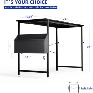Pamray 32 Inch Computer Desk for Small Spaces with Storage Bag, Home Office Work Desk with Headphone Hook, Small Office Desk Study Writing Table