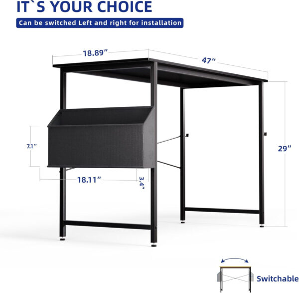 Pamray 32 Inch Computer Desk for Small Spaces with Storage Bag, Home Office Work Desk with Headphone Hook, Small Office Desk Study Writing Table