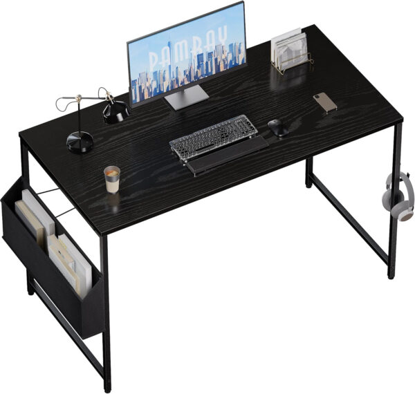 Pamray 32 Inch Computer Desk for Small Spaces with Storage Bag, Home Office Work Desk with Headphone Hook, Small Office Desk Study Writing Table