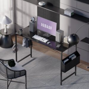 Pamray 32 Inch Computer Desk for Small Spaces with Storage Bag, Home Office Work Desk with Headphone Hook, Small Office Desk Study Writing Table