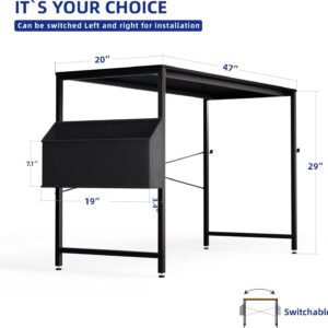 Pamray 32 Inch Computer Desk for Small Spaces with Storage Bag, Home Office Work Desk with Headphone Hook, Small Office Desk Study Writing Table