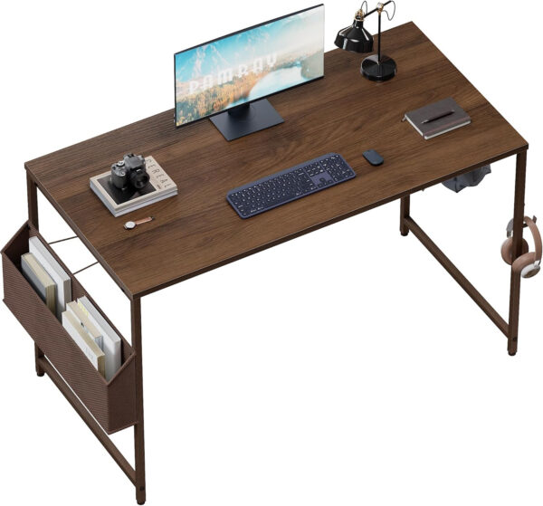 Pamray 32 Inch Computer Desk for Small Spaces with Storage Bag, Home Office Work Desk with Headphone Hook, Small Office Desk Study Writing Table