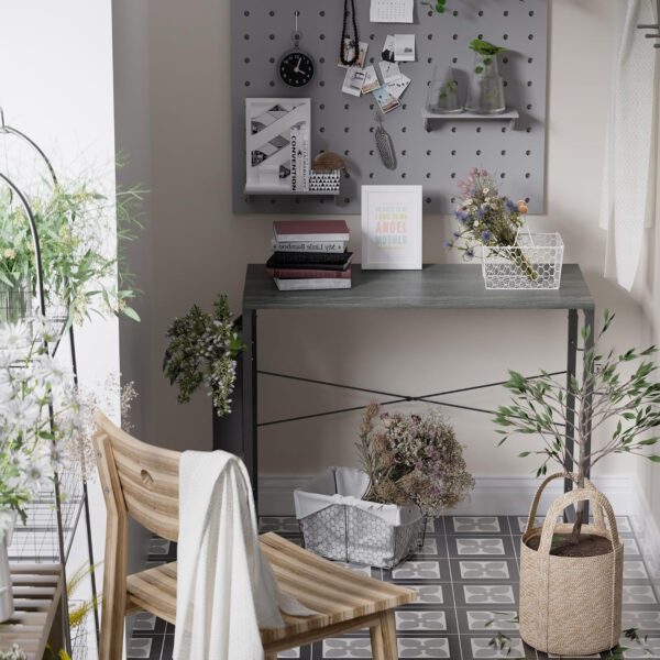 Pamray 32 Inch Computer Desk for Small Spaces with Storage Bag, Home Office Work Desk with Headphone Hook, Small Office Desk Study Writing Table