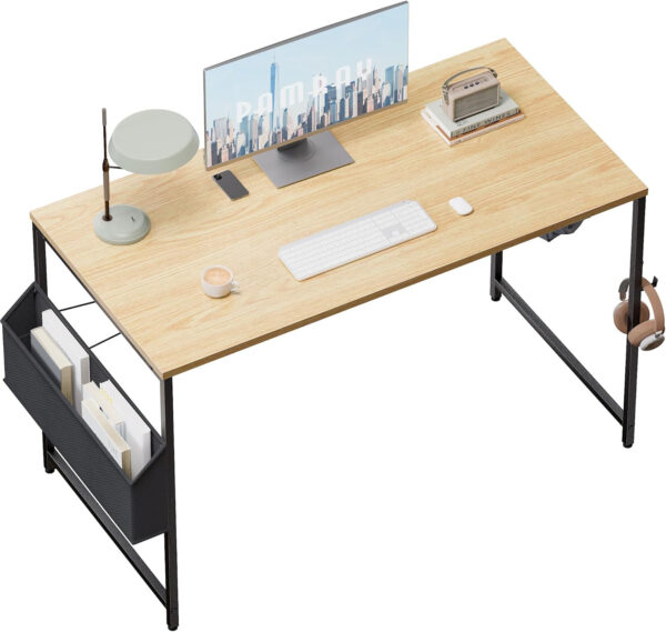 Pamray 32 Inch Computer Desk for Small Spaces with Storage Bag, Home Office Work Desk with Headphone Hook, Small Office Desk Study Writing Table