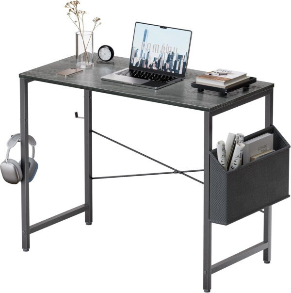 Pamray 32 Inch Computer Desk for Small Spaces with Storage Bag, Home Office Work Desk with Headphone Hook, Small Office Desk Study Writing Table