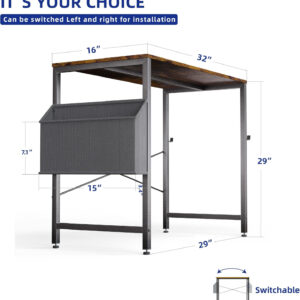 Pamray 32 Inch Computer Desk for Small Spaces with Storage Bag, Home Office Work Desk with Headphone Hook, Small Office Desk Study Writing Table
