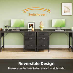 Casaottima 40" Small Computer Home Office Desk for Bedroom with Fabric Drawers & File Cabinet, Cloth Storage Bag and Hook, Writing Study Work Table for Small Space, White