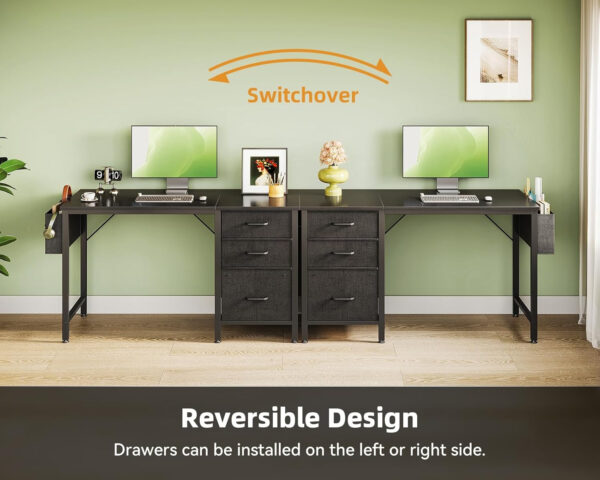 Casaottima 40" Small Computer Home Office Desk for Bedroom with Fabric Drawers & File Cabinet, Cloth Storage Bag and Hook, Writing Study Work Table for Small Space, White