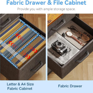 Casaottima 40" Small Computer Home Office Desk for Bedroom with Fabric Drawers & File Cabinet, Cloth Storage Bag and Hook, Writing Study Work Table for Small Space, White