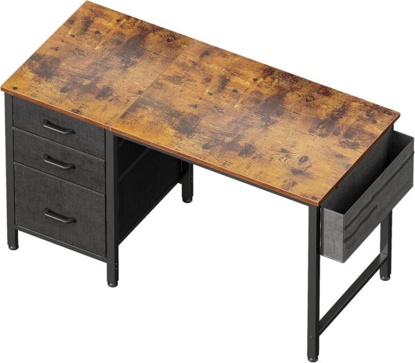 Casaottima 40" Small Computer Home Office Desk for Bedroom with Fabric Drawers & File Cabinet, Cloth Storage Bag and Hook, Writing Study Work Table for Small Space, White