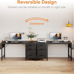 Casaottima 40" Small Computer Home Office Desk for Bedroom with Fabric Drawers & File Cabinet, Cloth Storage Bag and Hook, Writing Study Work Table for Small Space, White