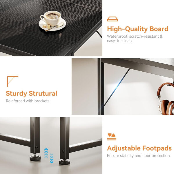 Casaottima 40" Small Computer Home Office Desk for Bedroom with Fabric Drawers & File Cabinet, Cloth Storage Bag and Hook, Writing Study Work Table for Small Space, White