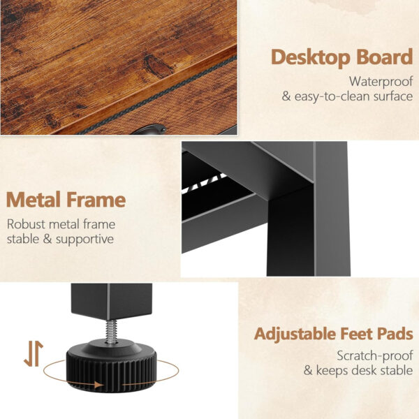 Furologee White Small Computer Desk with 2 Fabric Drawers for Bedroom,34 Inch Simple Home Office Writing Desk, Vanity Desk with Hooks, Study Table for Adults Student Small Spaces