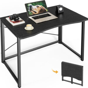 68872f9e371e251880749c0669dccc878e1bd8bb373cd350150f4.jpg Huuger Folding Desk for Small Spaces, 31.5 Inch Foldable Computer Table, for Home Office, Study, Bedroom, Dorm, Space Saving, Small Writing Work Office Computer Desk, Easy to Fold, Rustic Brown