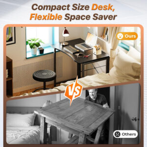 68872fa0c79a6edd49564a2963e7976b0e75ae6659205961287a5.jpg Huuger Folding Desk for Small Spaces, 31.5 Inch Foldable Computer Table, for Home Office, Study, Bedroom, Dorm, Space Saving, Small Writing Work Office Computer Desk, Easy to Fold, Rustic Brown
