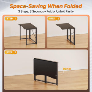 68872fa83ba72c31905867acd97fa008266b1bcfd6a7027efeb9c.jpg Huuger Folding Desk for Small Spaces, 31.5 Inch Foldable Computer Table, for Home Office, Study, Bedroom, Dorm, Space Saving, Small Writing Work Office Computer Desk, Easy to Fold, Rustic Brown