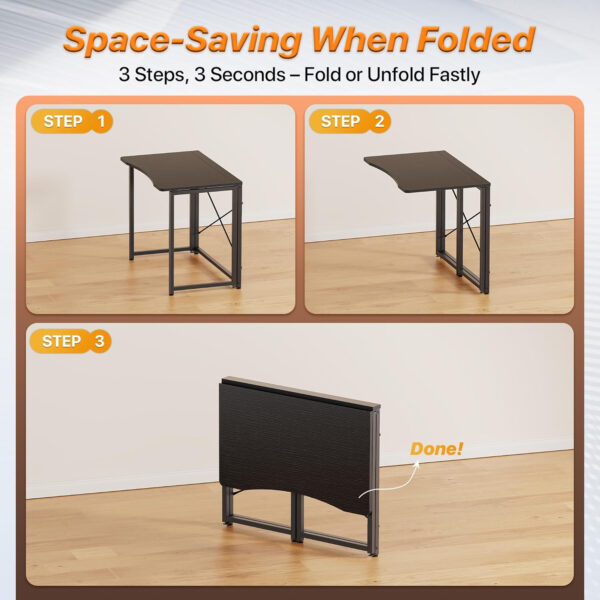 68872fa83ba72c31905867acd97fa008266b1bcfd6a7027efeb9c.jpg Huuger Folding Desk for Small Spaces, 31.5 Inch Foldable Computer Table, for Home Office, Study, Bedroom, Dorm, Space Saving, Small Writing Work Office Computer Desk, Easy to Fold, Rustic Brown