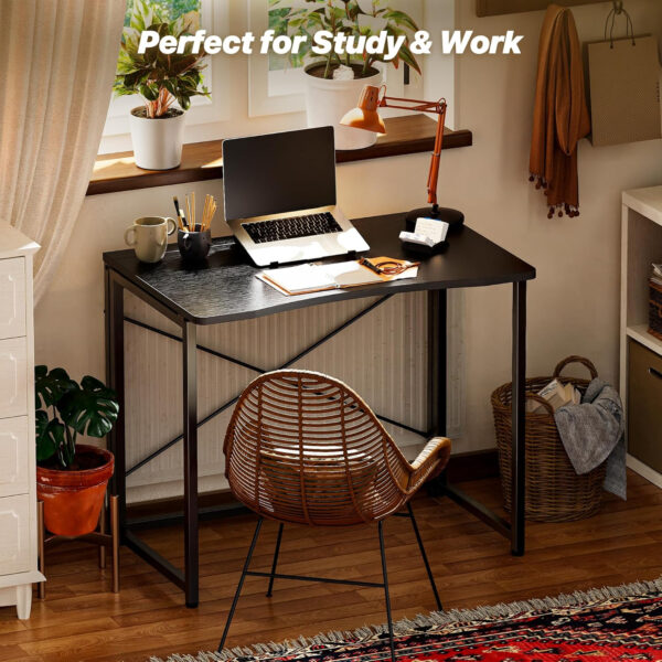 68872fa98204ab5b3454f426bdc3dc58227a29dd1ca13ccb7ff91.jpg Huuger Folding Desk for Small Spaces, 31.5 Inch Foldable Computer Table, for Home Office, Study, Bedroom, Dorm, Space Saving, Small Writing Work Office Computer Desk, Easy to Fold, Rustic Brown