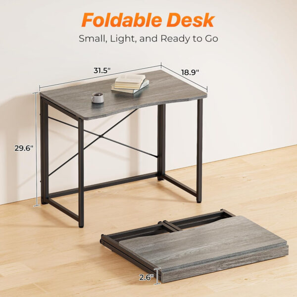 68872fad760f14ef42de120317c5ee7ac5c8323e12a7b1d0e1b96.jpg Huuger Folding Desk for Small Spaces, 31.5 Inch Foldable Computer Table, for Home Office, Study, Bedroom, Dorm, Space Saving, Small Writing Work Office Computer Desk, Easy to Fold, Rustic Brown