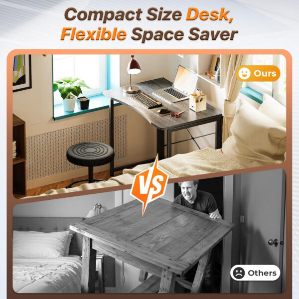 68872faeba292995eac1a9350f4fac7aa338c01c008bcac2f4d32.jpg Huuger Folding Desk for Small Spaces, 31.5 Inch Foldable Computer Table, for Home Office, Study, Bedroom, Dorm, Space Saving, Small Writing Work Office Computer Desk, Easy to Fold, Rustic Brown