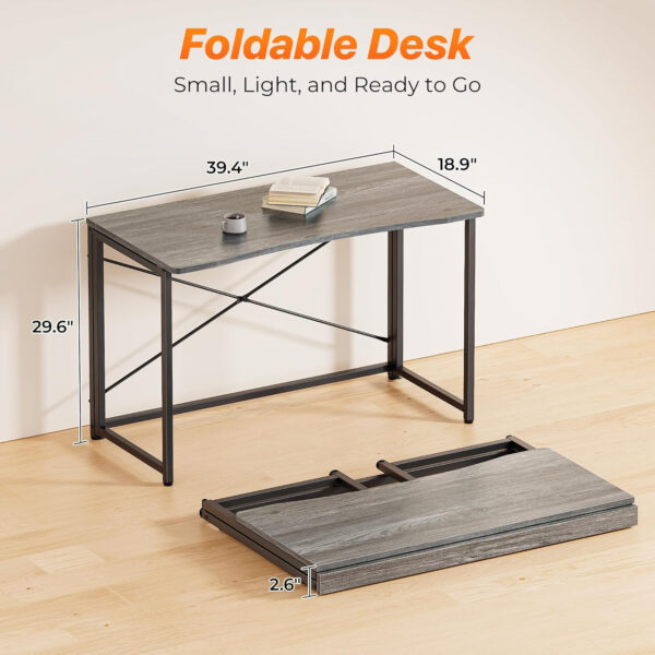 68872fba40654c3095b4234b2e9195fba90caac250eff4893e9ea.jpg Huuger Folding Desk for Small Spaces, 31.5 Inch Foldable Computer Table, for Home Office, Study, Bedroom, Dorm, Space Saving, Small Writing Work Office Computer Desk, Easy to Fold, Rustic Brown