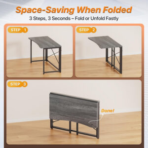 68872fc189d5e8b03469b004b4191e46ab8eb63caed82b5636201.jpg Huuger Folding Desk for Small Spaces, 31.5 Inch Foldable Computer Table, for Home Office, Study, Bedroom, Dorm, Space Saving, Small Writing Work Office Computer Desk, Easy to Fold, Rustic Brown