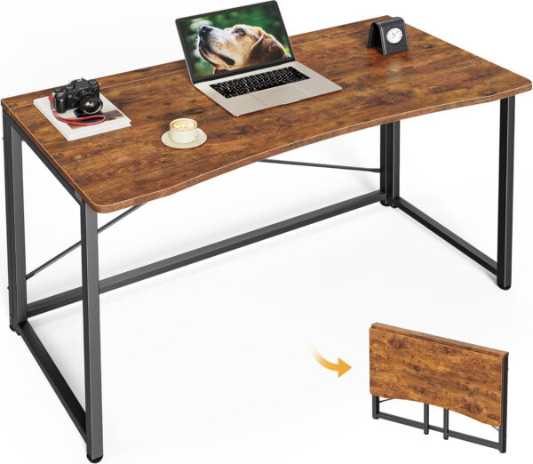 68872fc56eef72b425d3b98a0105e58411e66c9ea456101d0d386.jpg Huuger Folding Desk for Small Spaces, 31.5 Inch Foldable Computer Table, for Home Office, Study, Bedroom, Dorm, Space Saving, Small Writing Work Office Computer Desk, Easy to Fold, Rustic Brown