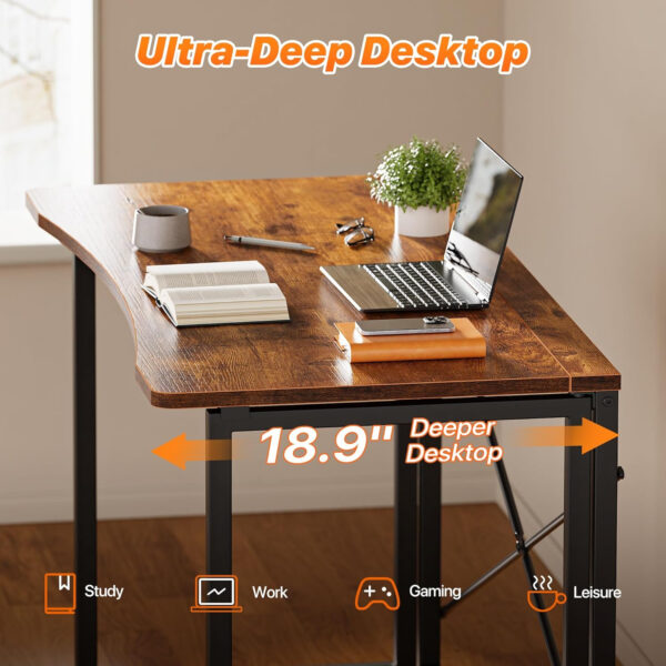 68872fc9b4a78336a15336b6185381b1a0d02a83718faa6308e36.jpg Huuger Folding Desk for Small Spaces, 31.5 Inch Foldable Computer Table, for Home Office, Study, Bedroom, Dorm, Space Saving, Small Writing Work Office Computer Desk, Easy to Fold, Rustic Brown