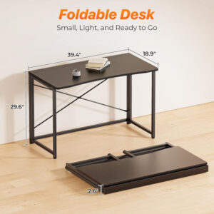68872fd40f23a6d3538aa823b4522641b775f4f32e85edd9ec27a.jpg Huuger Folding Desk for Small Spaces, 31.5 Inch Foldable Computer Table, for Home Office, Study, Bedroom, Dorm, Space Saving, Small Writing Work Office Computer Desk, Easy to Fold, Rustic Brown