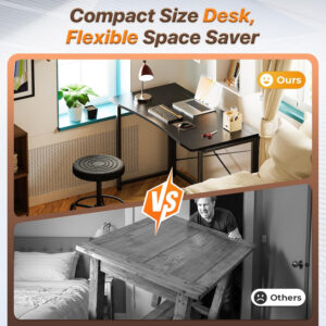 68872fd567d88025c6ead3b8fe524eb72e40ea8f31d04cdafabd9.jpg Huuger Folding Desk for Small Spaces, 31.5 Inch Foldable Computer Table, for Home Office, Study, Bedroom, Dorm, Space Saving, Small Writing Work Office Computer Desk, Easy to Fold, Rustic Brown