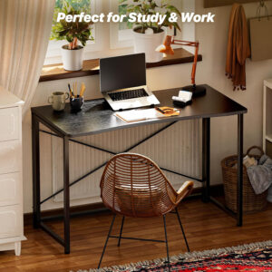 68872fdbf06e8cdcbb5224dd1f2a1e64cd20a38e74ecbcaf5e6f3.jpg Huuger Folding Desk for Small Spaces, 31.5 Inch Foldable Computer Table, for Home Office, Study, Bedroom, Dorm, Space Saving, Small Writing Work Office Computer Desk, Easy to Fold, Rustic Brown