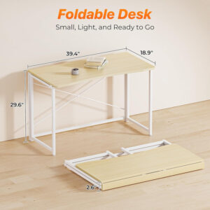 68872fe022e4e0271406afecf1a8bc23282cff1e297907f0db0a2.jpg Huuger Folding Desk for Small Spaces, 31.5 Inch Foldable Computer Table, for Home Office, Study, Bedroom, Dorm, Space Saving, Small Writing Work Office Computer Desk, Easy to Fold, Rustic Brown