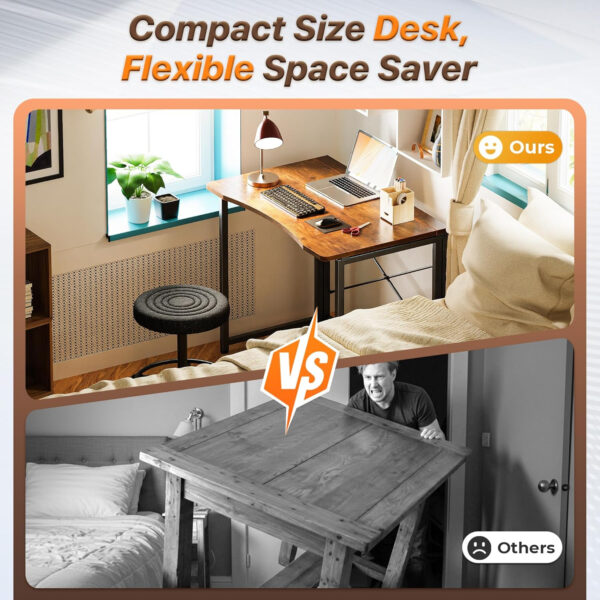 68872fedeee092866f68c8be38d421535811b3e4e511129e79dc5.jpg Huuger Folding Desk for Small Spaces, 31.5 Inch Foldable Computer Table, for Home Office, Study, Bedroom, Dorm, Space Saving, Small Writing Work Office Computer Desk, Easy to Fold, Rustic Brown