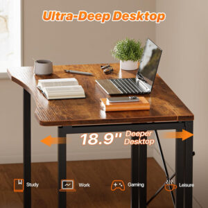 68872fef5da1f9977f3e1a4dc3047c11faf30320c11b356dd34c9.jpg Huuger Folding Desk for Small Spaces, 31.5 Inch Foldable Computer Table, for Home Office, Study, Bedroom, Dorm, Space Saving, Small Writing Work Office Computer Desk, Easy to Fold, Rustic Brown