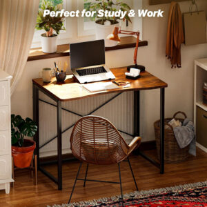 68872ffe79a840ddf2afa0295a77c2c1365bfee7d724ad3b4d2a4.jpg Huuger Folding Desk for Small Spaces, 31.5 Inch Foldable Computer Table, for Home Office, Study, Bedroom, Dorm, Space Saving, Small Writing Work Office Computer Desk, Easy to Fold, Rustic Brown