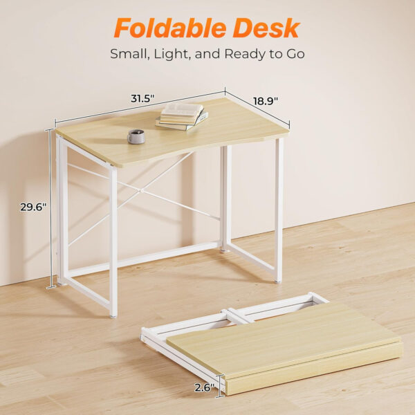688730037f6a94824cb262e9e4cb1c10fdf06e884e0412f596484.jpg Huuger Folding Desk for Small Spaces, 31.5 Inch Foldable Computer Table, for Home Office, Study, Bedroom, Dorm, Space Saving, Small Writing Work Office Computer Desk, Easy to Fold, Rustic Brown