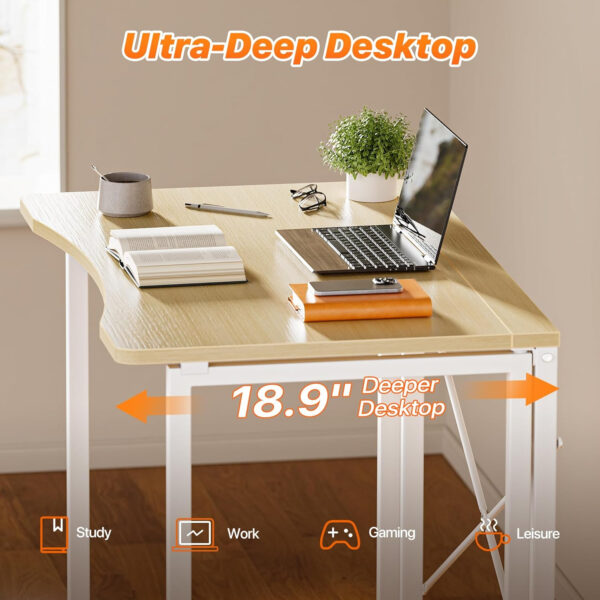 688730065f2b5b98f8952adbf525b11602cfa2c3f09d9b8c0349e.jpg Huuger Folding Desk for Small Spaces, 31.5 Inch Foldable Computer Table, for Home Office, Study, Bedroom, Dorm, Space Saving, Small Writing Work Office Computer Desk, Easy to Fold, Rustic Brown