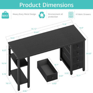 688731776e32302d619b77abeddae28283c076610eb12608350d2.jpg Lufeiya White Desk with Drawers & Storage Shelves, 47 Inch Study Work Writing Desk for Home Office Bedroom, Simple Modern Cute PC Computer Desks Table, White
