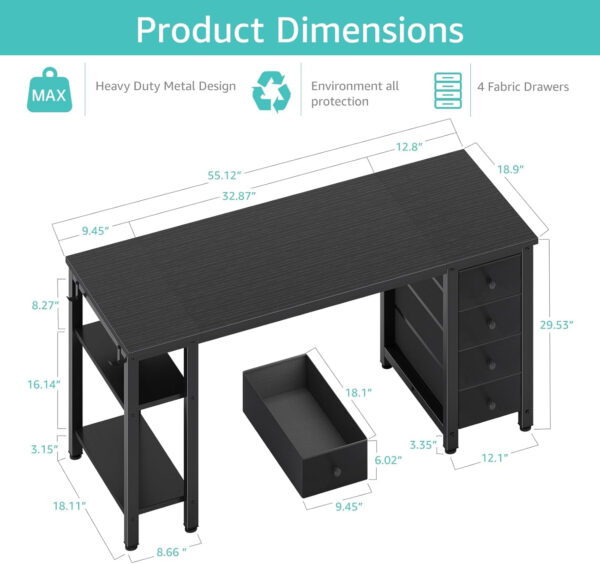 688731776e32302d619b77abeddae28283c076610eb12608350d2.jpg Lufeiya White Desk with Drawers & Storage Shelves, 47 Inch Study Work Writing Desk for Home Office Bedroom, Simple Modern Cute PC Computer Desks Table, White