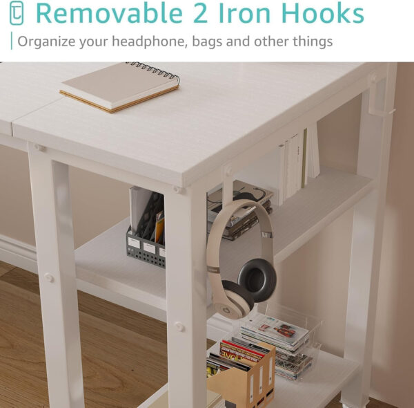 68873187a09c04696d7e720b3e4645f786f5d67ccdca1bec9bae3.jpg Lufeiya White Desk with Drawers & Storage Shelves, 47 Inch Study Work Writing Desk for Home Office Bedroom, Simple Modern Cute PC Computer Desks Table, White