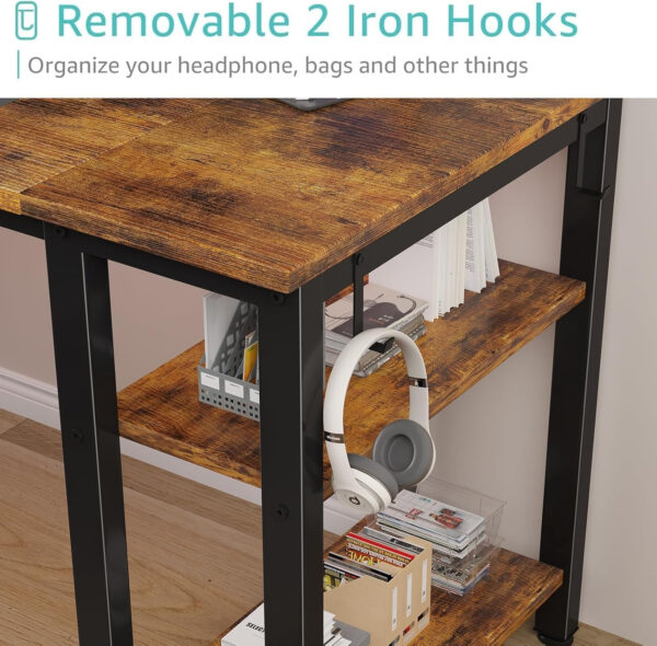 6887319201d3d760f2ccac1b6de3a3bbab7f2af7e6795df167deb.jpg Lufeiya White Desk with Drawers & Storage Shelves, 47 Inch Study Work Writing Desk for Home Office Bedroom, Simple Modern Cute PC Computer Desks Table, White