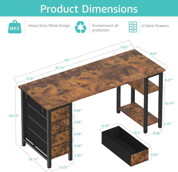 6887319714f40968c66899de4900d605b9645d297d9c634814875.jpg Lufeiya White Desk with Drawers & Storage Shelves, 47 Inch Study Work Writing Desk for Home Office Bedroom, Simple Modern Cute PC Computer Desks Table, White