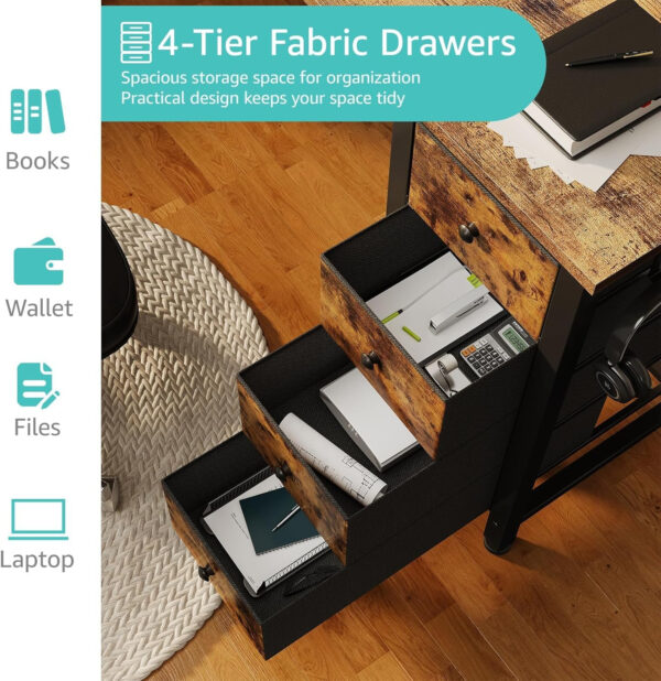 688731998a64e7b9f0c8f9b99b18af7b9da9947b47b2eb6de7ca1.jpg Lufeiya White Desk with Drawers & Storage Shelves, 47 Inch Study Work Writing Desk for Home Office Bedroom, Simple Modern Cute PC Computer Desks Table, White