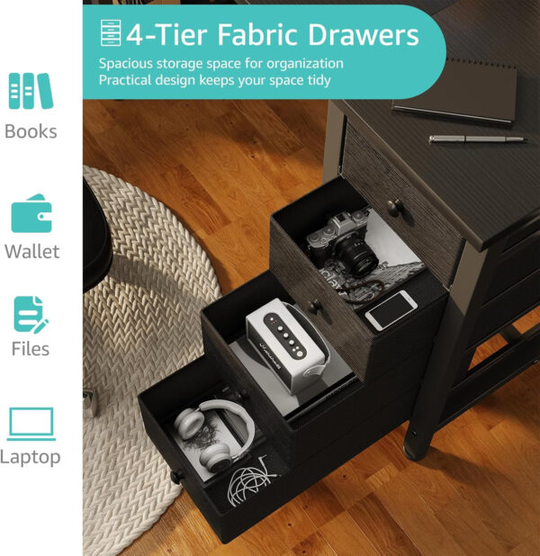 688731acd0671f25d6d5df24b50af252cee791267c513be18c009.jpg Lufeiya White Desk with Drawers & Storage Shelves, 47 Inch Study Work Writing Desk for Home Office Bedroom, Simple Modern Cute PC Computer Desks Table, White