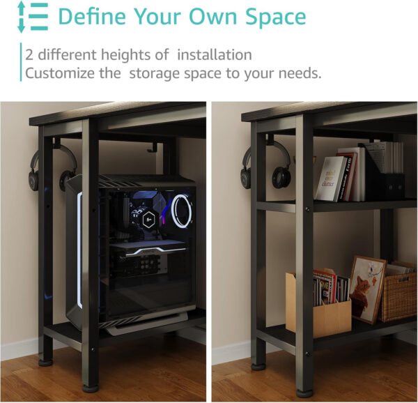 688731ae0f7129d2a1b1e4eda4dad7e9d47eb7f4bc1d2a56e4369.jpg Lufeiya White Desk with Drawers & Storage Shelves, 47 Inch Study Work Writing Desk for Home Office Bedroom, Simple Modern Cute PC Computer Desks Table, White