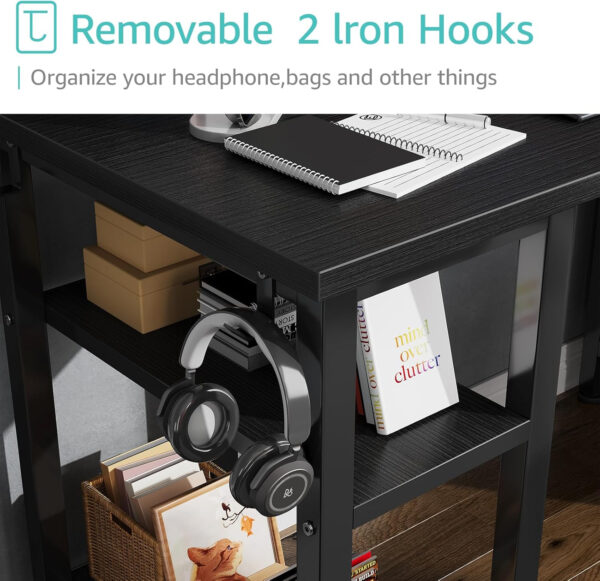 688731af471d27cce1e168e8cf3a9370ab7cc4e58cb679ae8f42d.jpg Lufeiya White Desk with Drawers & Storage Shelves, 47 Inch Study Work Writing Desk for Home Office Bedroom, Simple Modern Cute PC Computer Desks Table, White