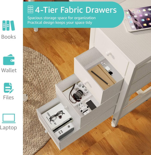 688731b52ca94a8cf0097d79da31570ce30730ff94eb1df9e2e94.jpg Lufeiya White Desk with Drawers & Storage Shelves, 47 Inch Study Work Writing Desk for Home Office Bedroom, Simple Modern Cute PC Computer Desks Table, White