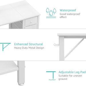 688731b797392239df4b8291148a86733791b5b84b052df40f10f.jpg Lufeiya White Desk with Drawers & Storage Shelves, 47 Inch Study Work Writing Desk for Home Office Bedroom, Simple Modern Cute PC Computer Desks Table, White